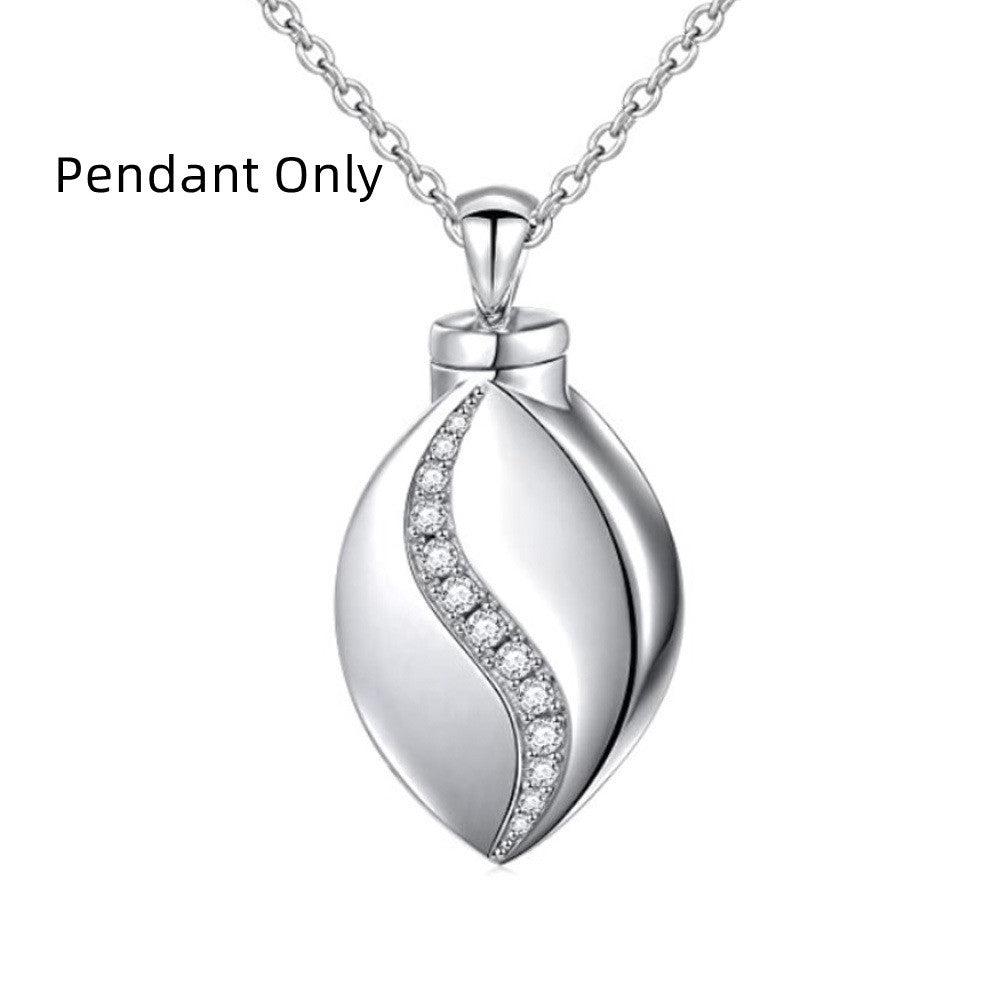 Stainless Steel Minimalistic Water Drops Diamond Perfume Bottle Pendant Necklace