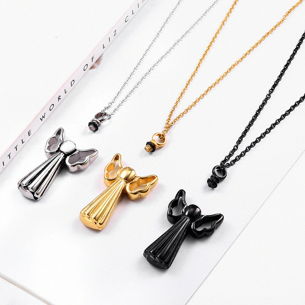 Hollow Perfume Bottle Pendant Titanium Steel Necklace