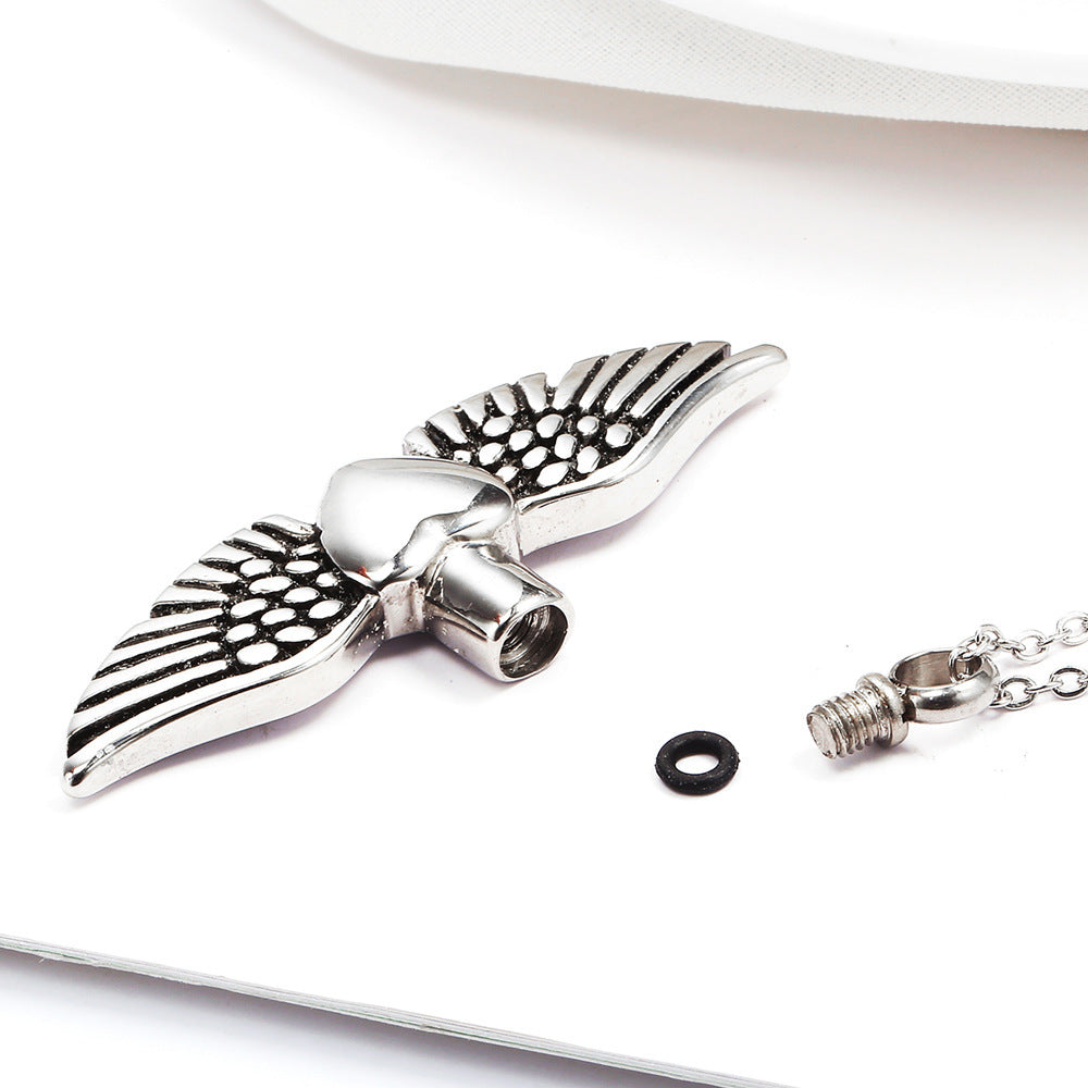 Stainless Steel Perfume Essential Oil Bottle Necklace Accessories Angel Wing Pendant