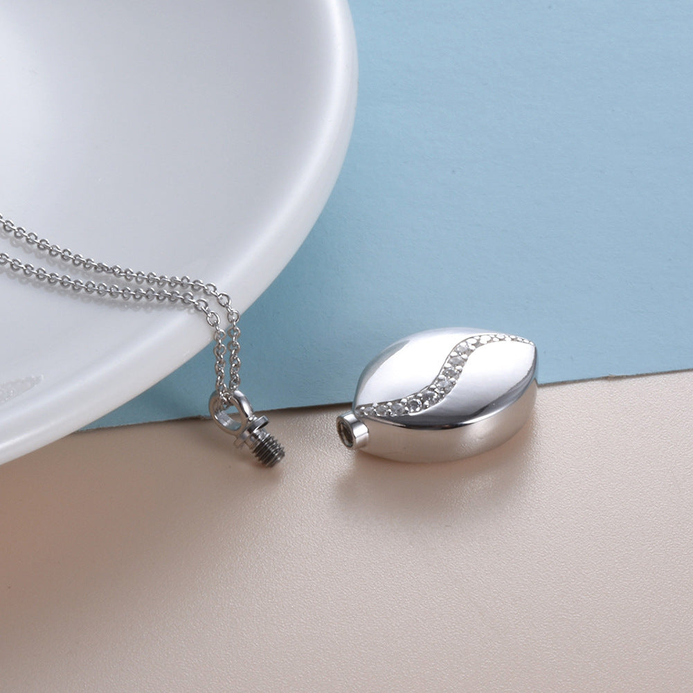 Stainless Steel Minimalistic Water Drops Diamond Perfume Bottle Pendant Necklace