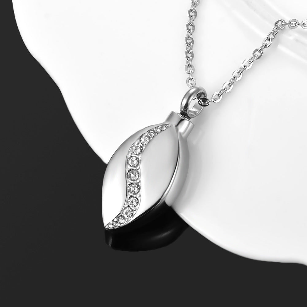 Stainless Steel Minimalistic Water Drops Diamond Perfume Bottle Pendant Necklace
