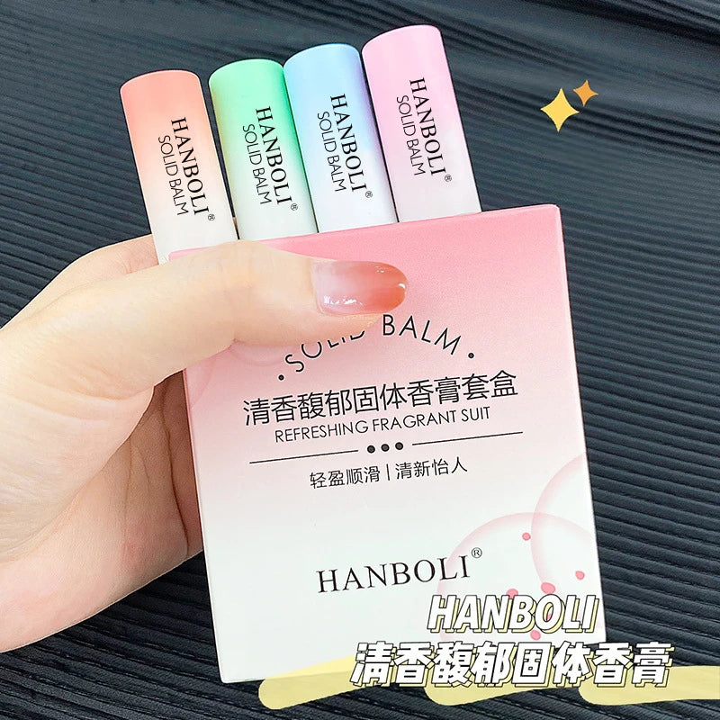 4pcs Portable Solid Perfume Sticks Fruity Scent